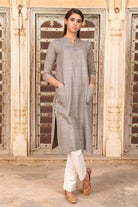 Straight-fit Khadi Kurta with Sleeve Chikankaari - Barara Official