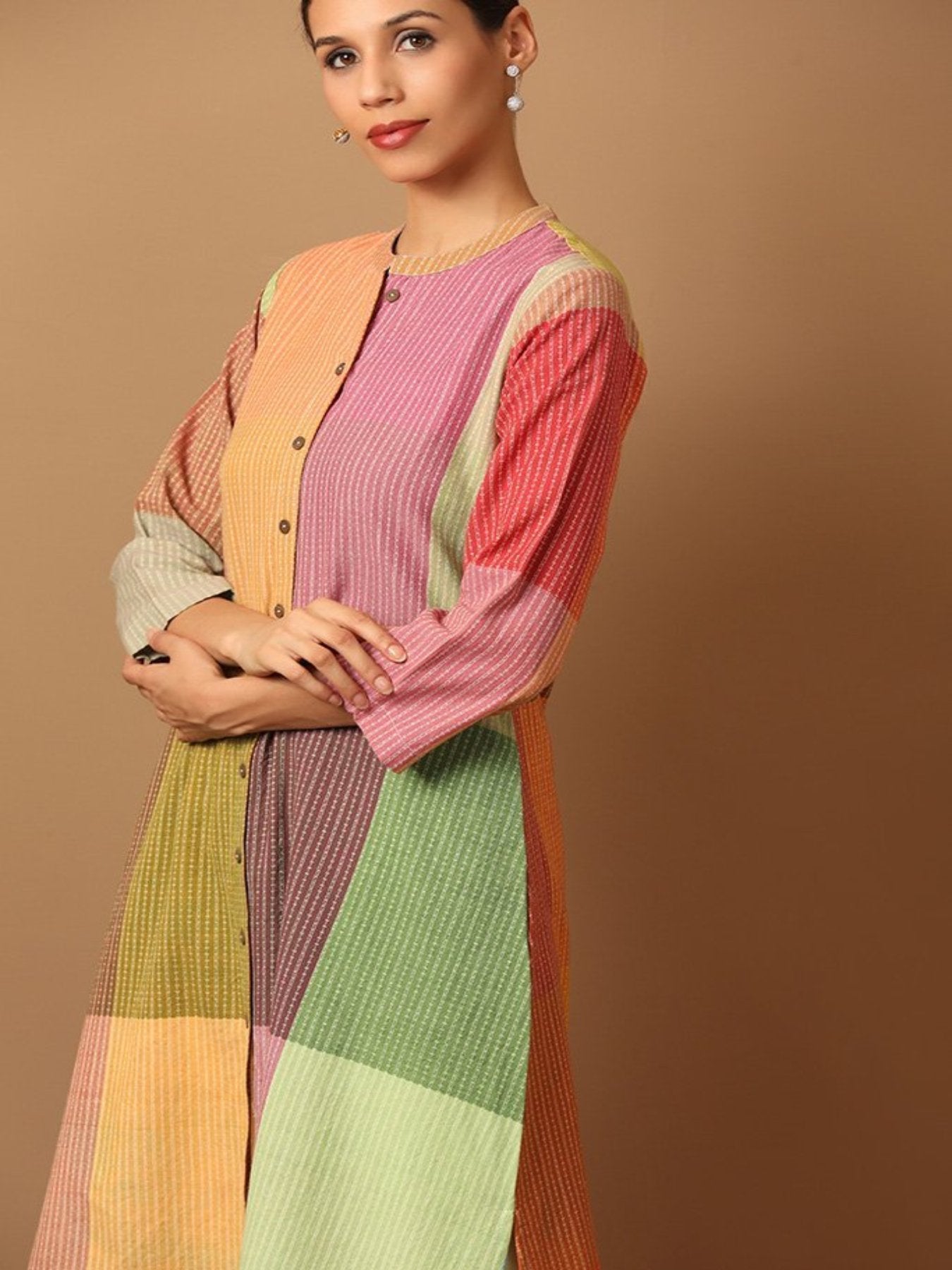 Straight-fit Multicoloured Fusion Kurta - Barara Official