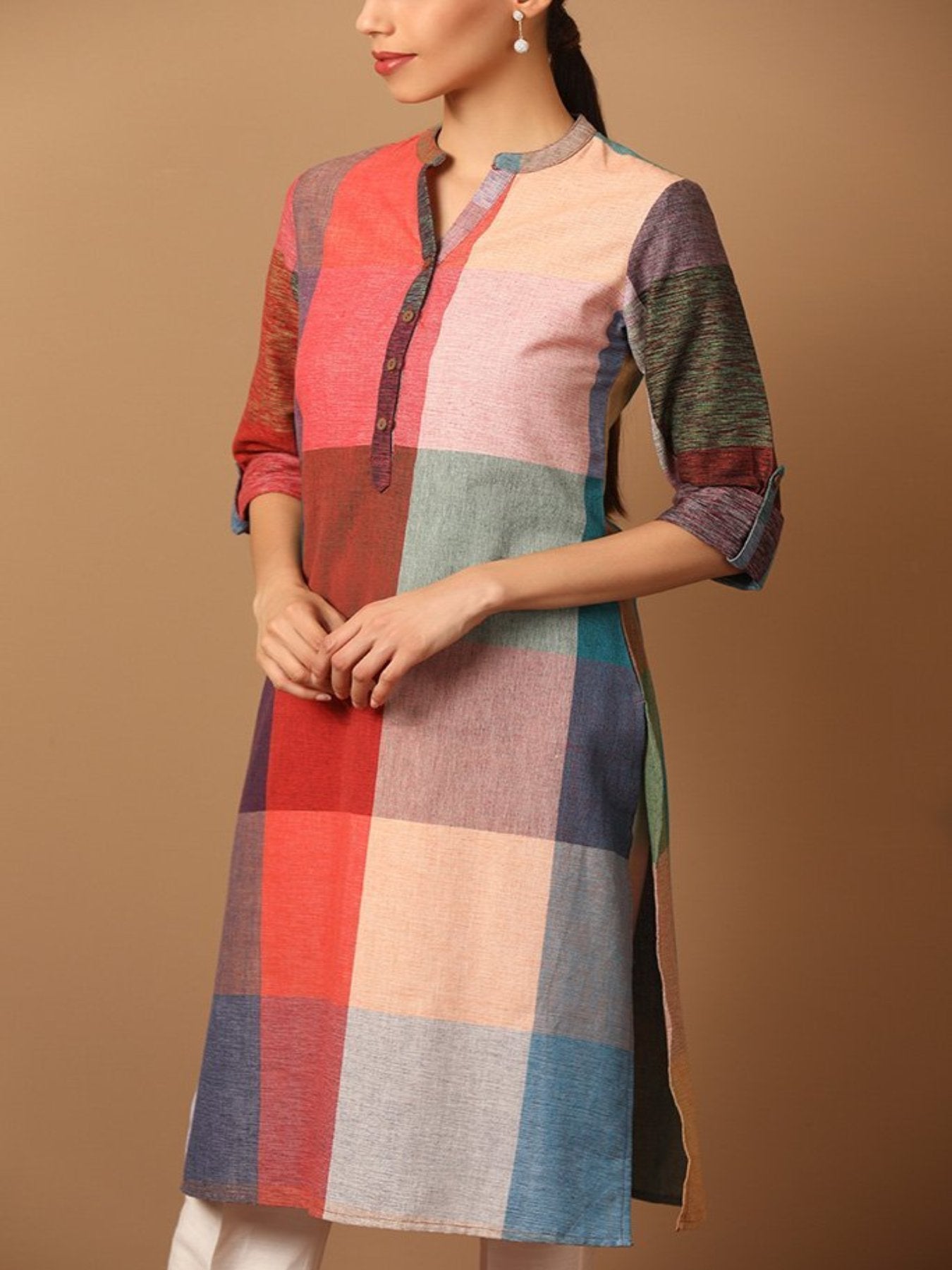 Straight-fit Multicoloured Fusion Kurta - Barara Official