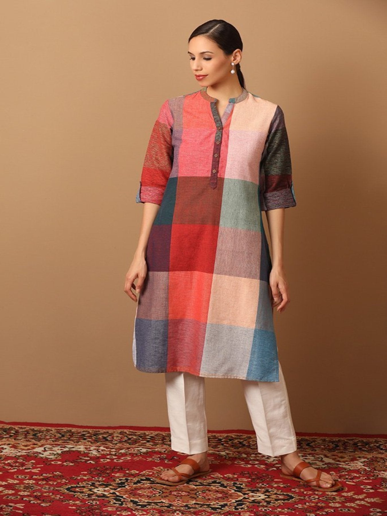 Straight-fit Multicoloured Fusion Kurta - Barara Official