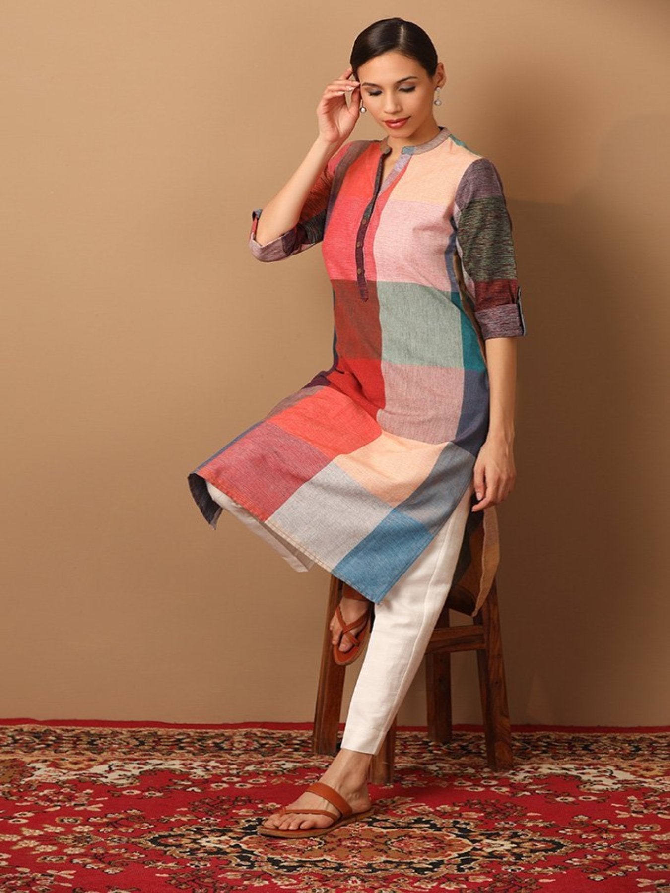 Straight-fit Multicoloured Fusion Kurta - Barara Official