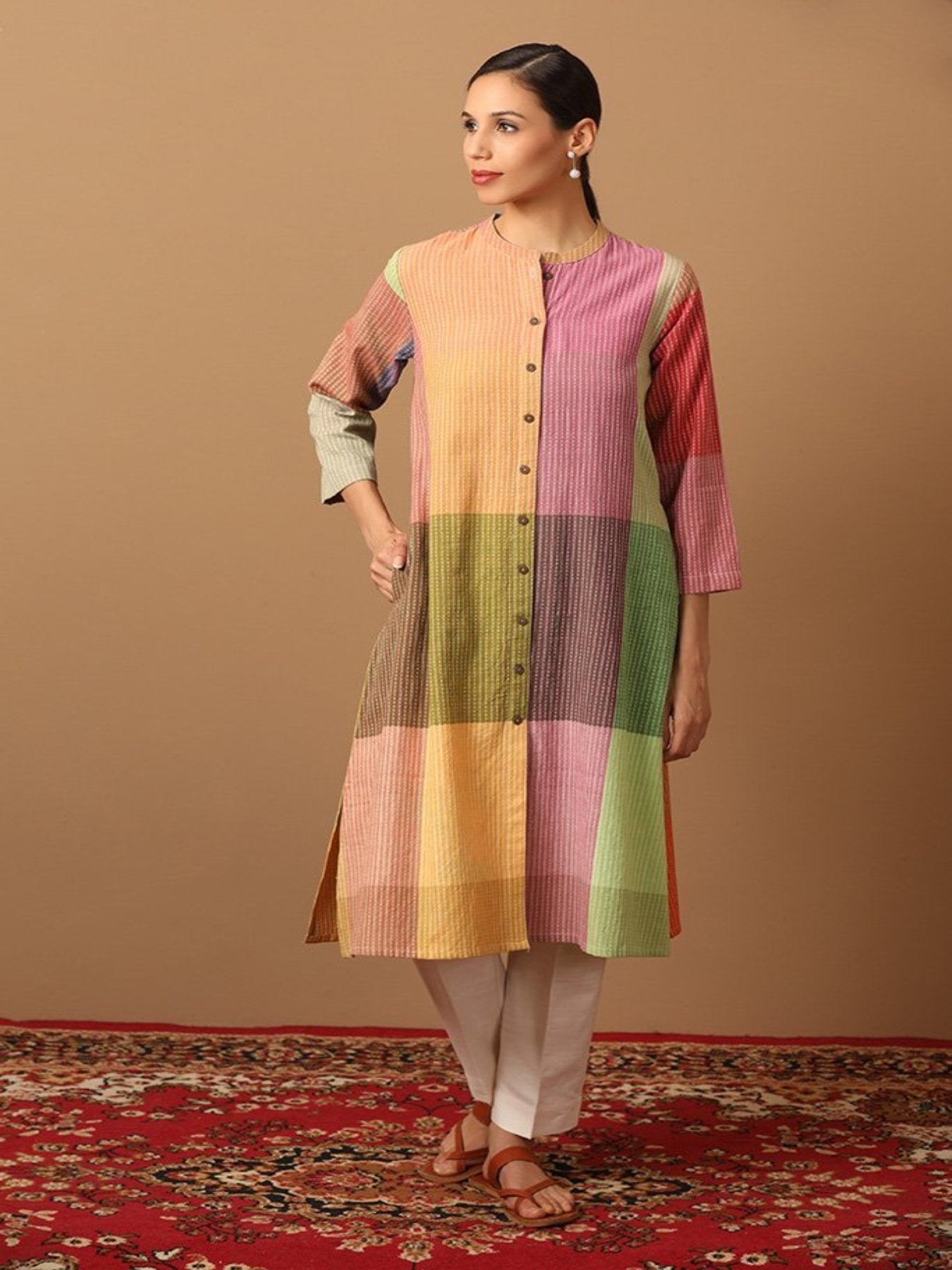 Straight-fit Multicoloured Fusion Kurta - Barara Official