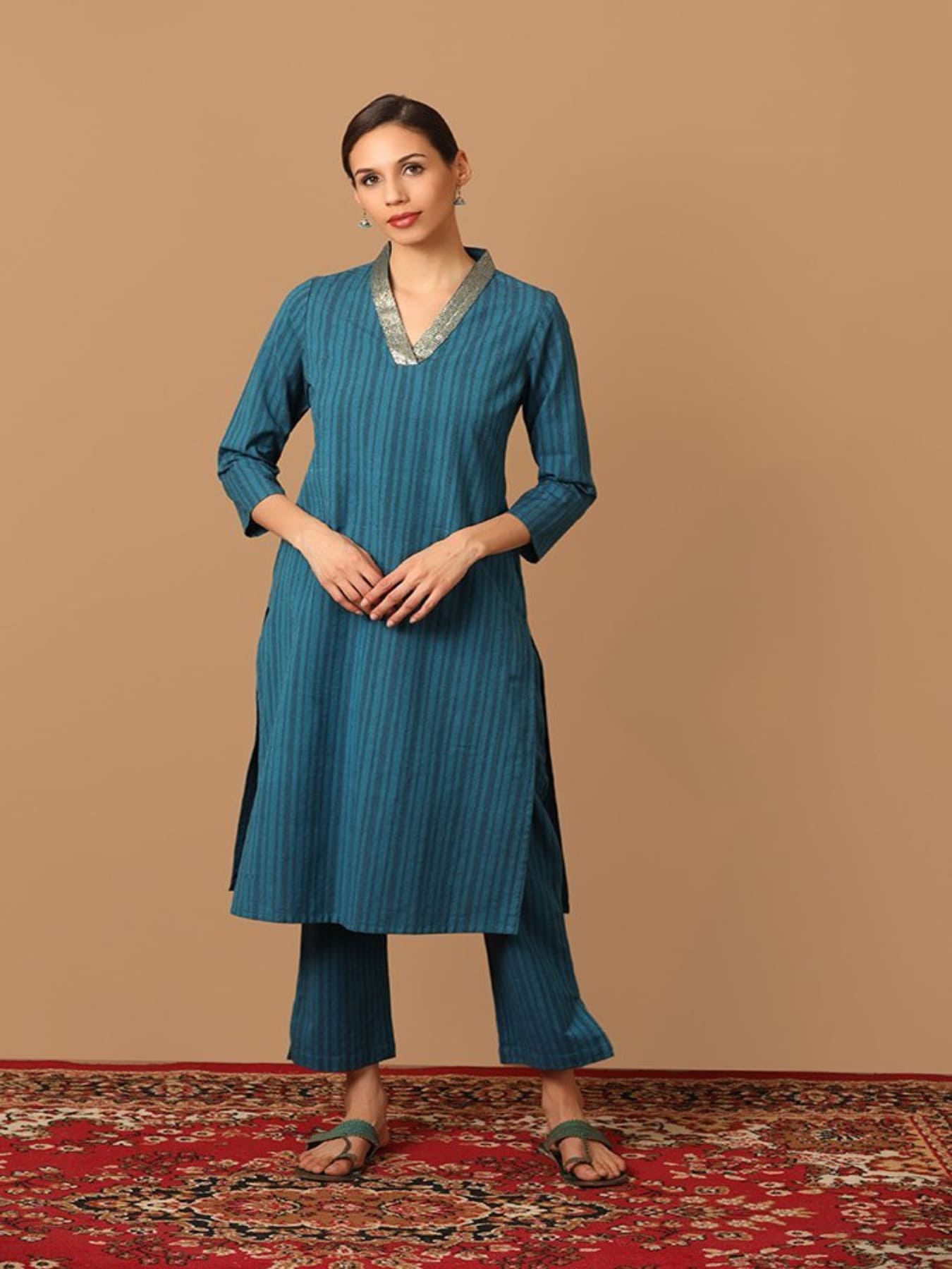 Blue Plus Size Jaipuri Lehariya Gota Work Anarkali Kurti For Women – Lee  Moda